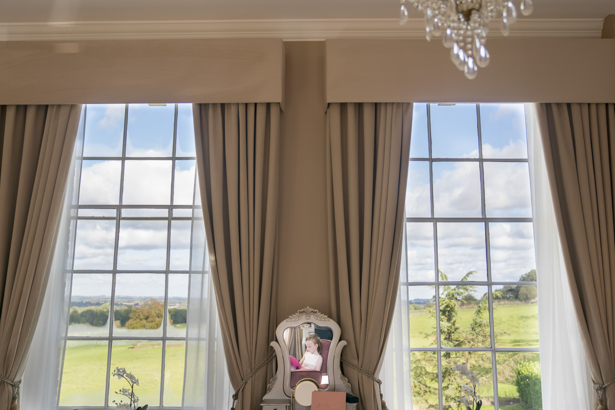 Large window view with countryside scenery