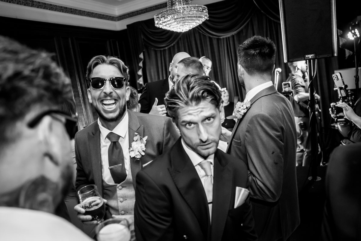 Guests enjoying a lively wedding reception