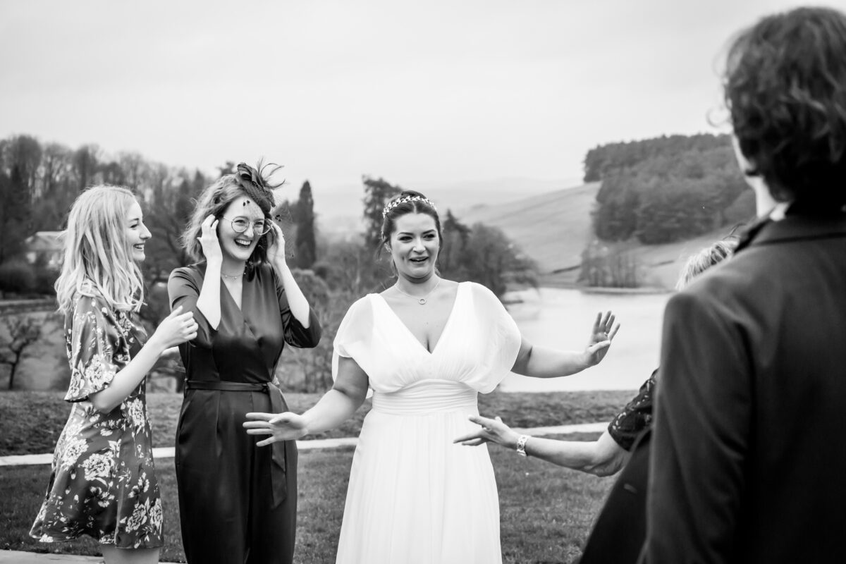 People celebrating at an outdoor event.